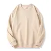 Nueva colección de otoño e invierno: sudadera unisex de algodón puro, color liso, cuello redondo, hombros caídos, forro polar, engrosada, estilo coreano, simple y versátil