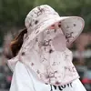 Sombrero para recoger té, sombrero de verano para mujer con ala ancha, sombrero para el sol, máscara facial, protección UV para exteriores, sombrero para el sol para ciclismo.