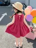 Vestido de niña para verano 2026, nuevo y elegante vestido de verano para bebé, vestido tipo chaleco de verano para niños, estilo fino tipo algodón