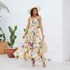 Vestido de Gasa para Mujer Europeo y Americano 2023 Diseño Independiente Primavera y Verano Nuevo Cuello Sin Mangas Espalda Descubierta Estilo Fresco Vestido Largo