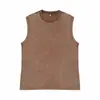 Chal de algodón puro de peso pesado 240G transfronterizo para hombre, estilo retro americano lavado y desgastado de verano, marca de moda, sin mangas, venta al por mayor