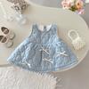 Conjunto de Año Nuevo para Niña Vestido Chaleco Forrado de Felpa 0-5 Años Invierno Bebé Vestido Acolchado de Color Sólido Vestido Espeso para Niños