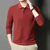 Camiseta de Manga Larga para Hombre de Edad Media de Fábrica 2026 Nuevo Otoño Casual Camisa Poio Algodón Mercerizado Estilo Delgado para Hombre