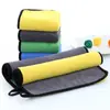 Toalla para lavado de autos doble color forro polar de coral gruesa toalla para auto tela especial absorbente toalla grande para auto logo al por mayor