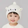 Gorro de dibujos animados para niños, estilo otoño e invierno, lindo, cálido, gorro de lana grueso, gorro tipo turbante, a prueba de viento y protector para niños y niñas