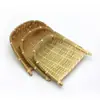Cesta de Frutas Redonda Tecida à Mão de Bambu Cesta de Peneirar Hotel Fazenda Lanches de Chá Bandeja de Bambu Armazenamento Cesta de Bambu Cesta para Pão Cozido Decoração de Jardim de Infância
