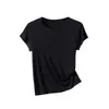Verano Nuevo Lyocell Lana Manga Corta Estilo Japonés Simple Color Sólido Cuello Redondo Coreano Casual Transfronterizo Wholesale Ropa de Mujer