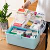 Caja de almacenamiento plegable de plástico multifuncional de tres capas, caja de herramientas transparente para el hogar con tapa, caja de medicamentos con compartimentos multicapa, venta al por mayor