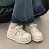 Tênis de Lona Feio Fofo Sola Grossa Sapatos Brancos Aumento de Altura Feminino Sapatos de Pão Outono Novo Esportivo Casual Sapatos Plataforma Femininos