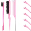 Pente fino para cabelo com grampo conjunto beleza pente para cabelo pente duplo para sobrancelha maquiagem modelagem de cabelo agulha de aço pente com cauda pontiaguda