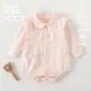 Conjunto de Primavera para Bebé, Mameluco Triangular de Algodón Puro con Cuello de Encaje, Mono de Bebé Recién Nacido Estilo Princesa para Abrigo