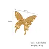 Entre los dedos mariposa anillo de mariposa grande apertura ajustable moda europea y americana diseño antiguo acero de titanio chapado en oro JZ082