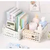 Almacenamiento de oficina lavado cosméticos estudiante almacenamiento de libros de texto color crema cesta de almacenamiento multifunción hueca lavable