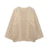 ZA ropa de mujer al por mayor transfronteriza estilo europeo y americano otoño nuevo jersey de cuello redondo suéter de punto holgado suéter de diseño trenzado sentido del diseño