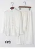 Traje Tang de Algodão e Linho Estilo Chinês Traje de Manga Longa Masculino Estilo Chinês Retrô Solto Dinastia Han Top Tai Chi Traje Zen Traje de Leigo