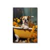 Póster divertido de animales, perro humorístico leyendo periódico, lienzo artístico, pintura decorativa para baño.