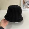 Chapéu de pescador de lã de cor sólida estilo coreano, jacquard, com parte superior plana, para outono e inverno, quente, estilo academia de arte, chapéu de bacia