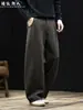 Pantalones Casuales de Pierna Ancha de Mezcla de Lana de Alto Grado Estilo Old Money para Hombre Otoño Nuevo Sueltos Cálidos de Caída Rectos Largos