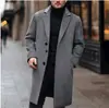Nuevo Abrigo de Lana Casual Transfronterizo para Hombre 2026, Gabardina de Solapa Única de Corte Ajustado de Longitud Media Estilo Coreano para Hombres Jóvenes