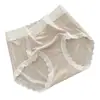 Roupa íntima Feminina de Renda Francesa Levemente Escovada, Cintura Média, Sem Costura, Macia, Amiga da Pele, Delicada, que Aderem aos Quadris, Shorts com Triângulo na Virilha de Seda de Amora