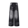 Calça Jeans Atborder Americana Tendência Lavada Branca Bonita Jeans de Perna Larga Reta Solta N1663