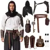 Set de Accesorios de Disfraz Vikingo Medieval Renacentista de 3 Piezas, Elegante Armadura Doble de Hombro Vintage de Cuero PU