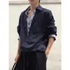Camisa Falsa de Duas Peças Estilo Old Money Camiseta de Manga Longa Polo Masculina com Decote V Roupa de Trabalho Decote V Primavera e Outono Fábrica de Atacado Transfronteiriço
