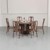 Nuevo Estilo Chino Mesa de Comedor y Silla de Madera Maciza Combinación para Hogar, Restaurantes Grandes y Pequeños y Villas Lujo Ligero Madera de Ébano Mesa Redonda con Plato Giratorio