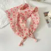 Pañuelo pequeño cuadrado de algodón y lino con borlas de 58 cm Protector de cuello Bufanda suave Pañuelo decorativo para la cabeza Pañuelo floral Retro Pequeño Fresco