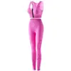 Conjunto de Roupa Íntima Feminina Europeia e Americana com Zíper, Cintura Alta com Controle de Barriga, Levanta Bumbum, Secagem Rápida, Vazado, Ajustado, Calça Yoga Atacado