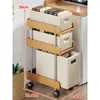 Prateleira de cozinha multi-camadas móvel com cestos para frutas e vegetais, prateleira de chão, organizador para espaços estreitos, carrinho pequeno