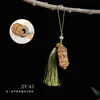 Palo de Sándalo Verde Tallado Hueco Flor de Loto Calabaza Montaña Colgante Accesorio para Teléfono Móvil Llavero Regalo