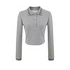 Camiseta Manga Curta Longa Slim com Gola Polo e Botões + Calça Jogger Plissada de Cintura Alta Perna Larga Calça Reta Terno Doce e Picante para Mulheres