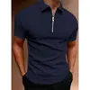 Camisa Polo para Hombre Color Sólido Manga Corta Cuello Solapa Camiseta Casual Ajustada Ropa para Hombre Europea y Americana