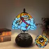 Luminária de Mesa Tiffany Colorida Estilo Retrô Americano com USB Dimerizável para Quarto, Sala de Estar e Café
