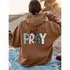 Moletom com Capuz Transfronteiriço Moda Feminina Estampado Just Pray Solto Exportação Amazon Wis