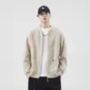 Jaqueta Suéter Casual de Gola Baseball de Alta Qualidade para Homem Cardigã de Tricô Outono e Inverno Suéter Externo Engrossado Roupa Masculina