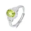 Anel de Peridoto Natural Prata Esterlina S925 Cravejado com Ametista Citrino Venda Quente Transfronteiriça Estilo Europeu e Americano Anel Aberto