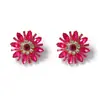 Pendientes de aleación de flor de girasol de varios colores con incrustaciones de diamantes de alta gama, exquisitos y de lujo, transfronterizos, versátiles para el uso diario y de fiesta