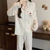 Pijama de algodón nube con solapas y copas en el pecho para niñas, estilo lindo, cómodo, no necesita usar ropa interior, corte holgado, se puede usar afuera como conjunto de ropa para el hogar