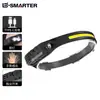 Linterna frontal de inducción de onda multifunción LED mini transfronteriza COB, luz potente para pesca y aventuras al aire libre