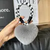 Lindo Conejo Rex Real Peluche Pequeño Corazón de Melocotón Llavero de Coche Colgante Lindo Bola de Felpa Corazón Mochila Escolar Colgante de Bolso Regalo
