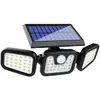 Nueva Lámpara de Pared Solar de Tres Cabezales Giratorios Iluminación Exterior Lámpara de Calle Impermeable Inducción de Cuerpo Humano Iluminación de Carretera Lámpara de Jardín