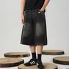 Calças Capris de Brim Pretas Estilo Retrô Americano Masculino Feminino Verão Novo Streetwear Soltas Casal Shorts Jeans Retos