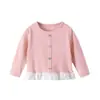 Top de Retazos de Encaje en Color Caramelo Dulce para Niñas Bebés, Temporada Primavera y Otoño 2026, Top Elegante y de Moda para Niñas, Capa Base en Capas