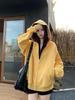 Toma Real de Sudadera con Capucha Cardigan de Estilo Preppy Coreano para Otoño 2025 Color Sólido Cuadros Chaqueta Sudadera Versátil
