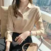 Camisa de Satín para Mujer 2026 Otoño Nueva Color Sólido Camisa Profesional Estilo Coreano Holgada Camisa de Dama Top de Moda