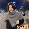Xale de Outono e Inverno de Alta Qualidade com Botão Lenço Xale Feminino Tricotado Peça Externa Estilo Coreano Moda Versátil Xale Manto