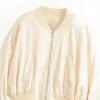 Fabricante transfronterizo de ropa para mujer al por mayor 2026 Moda estilo europeo y americano holgada con cremallera y pliegues chaqueta bomber