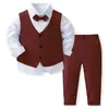 Roupa Nova Transfronteiriça para Crianças Roupa de Bebê para Banquete Festa Gola de Cavalheiro Colete Vestido Estilo Europeu e Americano Conjunto de Três Peças para Menino